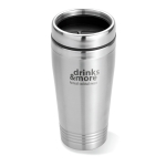 Mug thermos personnalisé en acier avec couvercle noir 400ml Executive couleur argenté mat vue principale