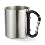 Mug métallique avec poignée mousqueton colorée Metalhook couleur noir