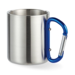 Mug métallique avec poignée mousqueton colorée Metalhook couleur bleu