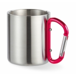 Mug métallique avec poignée mousqueton colorée Metalhook couleur rouge