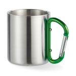 Mug métallique avec poignée mousqueton colorée Metalhook couleur vert