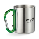 Mug métallique avec poignée mousqueton colorée Metalhook couleur vert deuxième vue principale