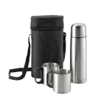 Lot de thermos personnalisable et tasses en acier 500 ml Picnic set couleur argenté