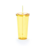 Verres transparents pas chers avec paille et de 750 ml Straw couleur jaune première vue
