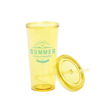 Verres transparents pas chers avec paille et de 750 ml Straw couleur jaune deuxième vue