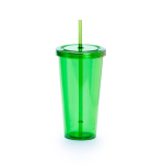 Verres transparents pas chers avec paille et de 750 ml Straw couleur vert première vue