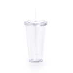 Verres transparents pas chers avec paille et de 750 ml Straw couleur transparent première vue