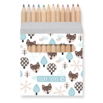 12 crayons personnalisés pour enfants dans un étui en carton Max couleur marron