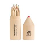 Ensemble de 12 crayons de couleur dans boîte en forme de crayon Pencil couleur bois