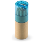 12 crayons de couleur pour enfants avec capuchon taille-crayon Combi couleur bleu transparent