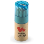 12 crayons de couleur pour enfants avec capuchon taille-crayon Combi couleur bleu transparent vue principale