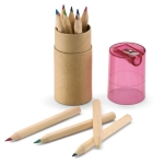 12 crayons de couleur pour enfants avec capuchon taille-crayon Combi couleur rouge transparent