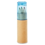 Kit de 6 crayons de couleur pour enfants dans étui en tube Combi Small couleur bleu transparent