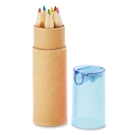 Kit de 6 crayons de couleur pour enfants dans étui en tube Combi Small couleur bleu transparent deuxième vue