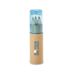Kit de 6 crayons de couleur pour enfants dans étui en tube Combi Small couleur bleu transparent vue avec zone d'impression