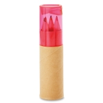 Kit de 6 crayons de couleur pour enfants dans étui en tube Combi Small couleur rose transparent