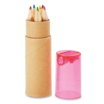 Kit de 6 crayons de couleur pour enfants dans étui en tube Combi Small couleur rose transparent deuxième vue