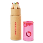 Kit de 6 crayons de couleur pour enfants dans étui en tube Combi Small couleur rose transparent deuxième vue principale