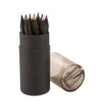 Ensemble de 12 crayons de couleur publicitaires en bois noir Black couleur noir