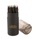 Ensemble de 12 crayons de couleur publicitaires en bois noir Black couleur noir vue principale