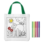 Sac en coton personnalisé à colorier avec des feutres 200 g/m2 Canvas couleur blanc troisième vue