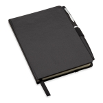 Petit carnet publicitaire avec stylo A6 avec des pages lignées Hemming couleur noir quatrième vue