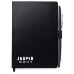 Petit carnet publicitaire avec stylo A6 avec des pages lignées Hemming couleur noir troisième vue principale