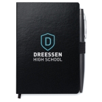 Petit carnet publicitaire avec stylo A6 avec des pages lignées Hemming couleur noir quatrième vue prinicipale