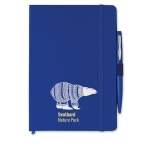Carnet avec stylo et couverture en similicuir A5 pages lignées Hemming couleur bleu troisième vue principale