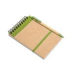 Carnets d'entreprise durables avec stylo A6 pages lisses Ecospirale couleur vert lime