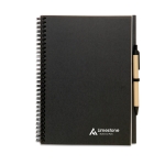 Carnet publicitaire recyclé avec stylo B5 pages lisses EcoBasic Large couleur noir vue principale