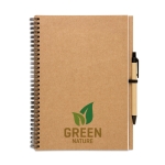 Carnet publicitaire recyclé avec stylo B5 pages lisses EcoBasic Large couleur beige deuxième vue principale