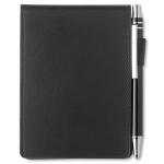 Carnet de poche avec étui et stylo A7 avec des pages lisses Summary couleur noir