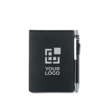 Carnet de poche avec étui et stylo A7 avec des pages lisses Summary vue avec zone d'impression