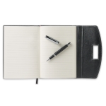 Conférencier exclusif en PU avec bloc-notes et stylo A5 Delux couleur noir troisième vue