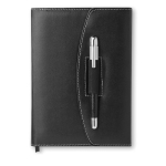 Conférencier exclusif en PU avec bloc-notes et stylo A5 Delux couleur noir quatrième vue
