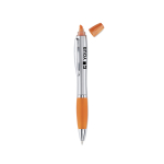 Stylo de couleur 2-en-1 avec marqueur en finition argentée Color couleur jaune vue avec zone d'impression