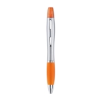 Stylo de couleur 2-en-1 avec marqueur en finition argentée Color couleur orange
