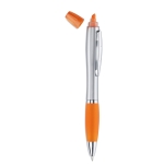 Stylo de couleur 2-en-1 avec marqueur en finition argentée Color couleur orange deuxième vue