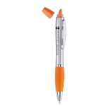 Stylo de couleur 2-en-1 avec marqueur en finition argentée Color couleur orange deuxième vue principale