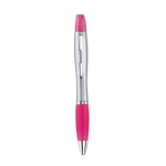Stylo de couleur 2-en-1 avec marqueur en finition argentée Color couleur fuchsia