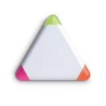 3 marqueurs fluorescents dans un triangle en plastique Triangle couleur blanc
