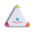 3 marqueurs fluorescents dans un triangle en plastique Triangle couleur blanc deuxième vue principale