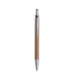 Stylo stylisés en carton écologique avec encre bleue Push Cardboard couleur argenté mat