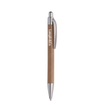 Stylo stylisés en carton écologique avec encre bleue Push Cardboard couleur argenté mat deuxième vue principale