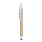 Stylos promotionnels en carton recyclé et encre bleue Multifonction couleur blanc vue principale