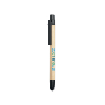 Stylos promotionnels en carton recyclé et encre bleue Multifonction vue avec zone d'impression