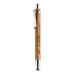 Stylo personnalisé en bambou à l'encre bleue Multifonction couleur bois deuxième vue principale