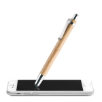 Stylo personnalisé en bambou à l'encre bleue Multifonction couleur bois troisième vue