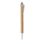 Stylo avec corps en bois et finition chromée à l'encre bleue Bamboo couleur bois